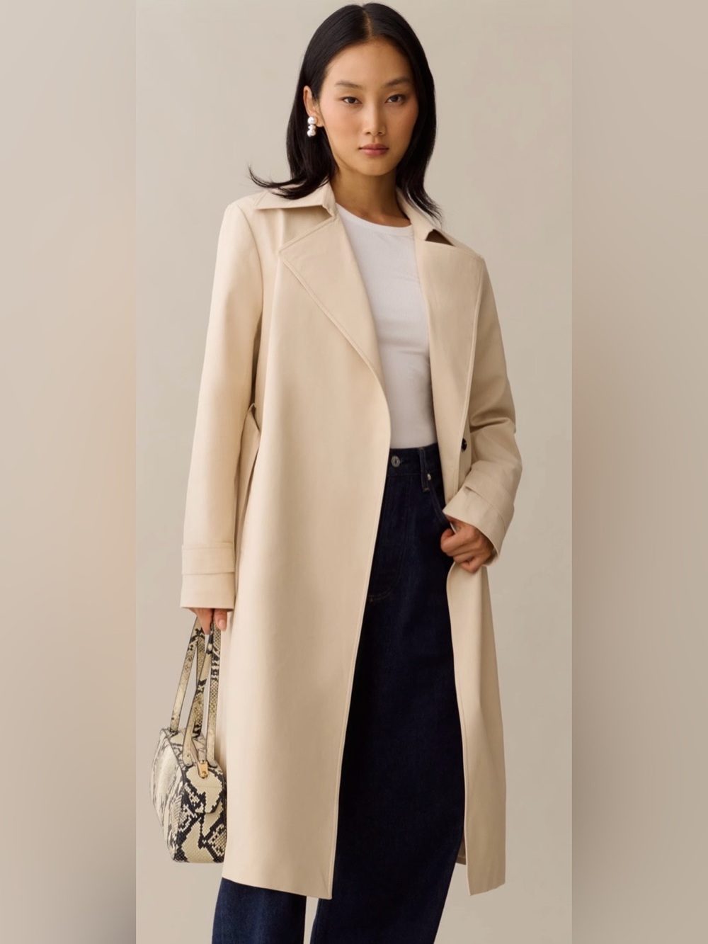 CAARA Gale Trench Coat S Beige NWT Jenni Kayne Factory Belted - Picture 4 of 7